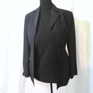Oltre Black Single Button Wool Blazer Italy M/10